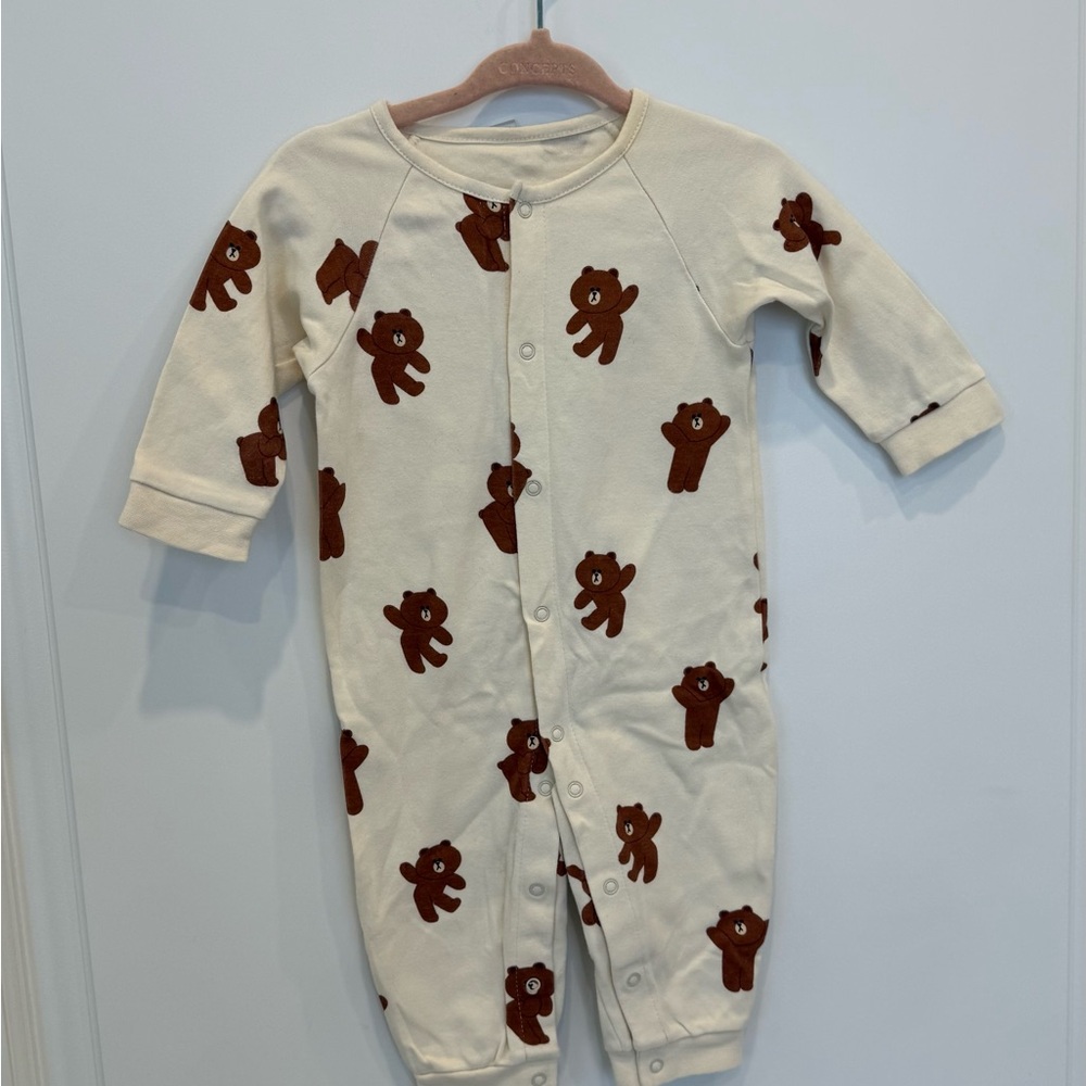 Line Friends Adorable Cream Bear Print Kids One Piece